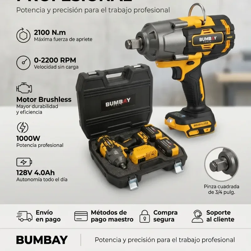 Llave de impacto inalámbrica 2100 N·m Amarilla