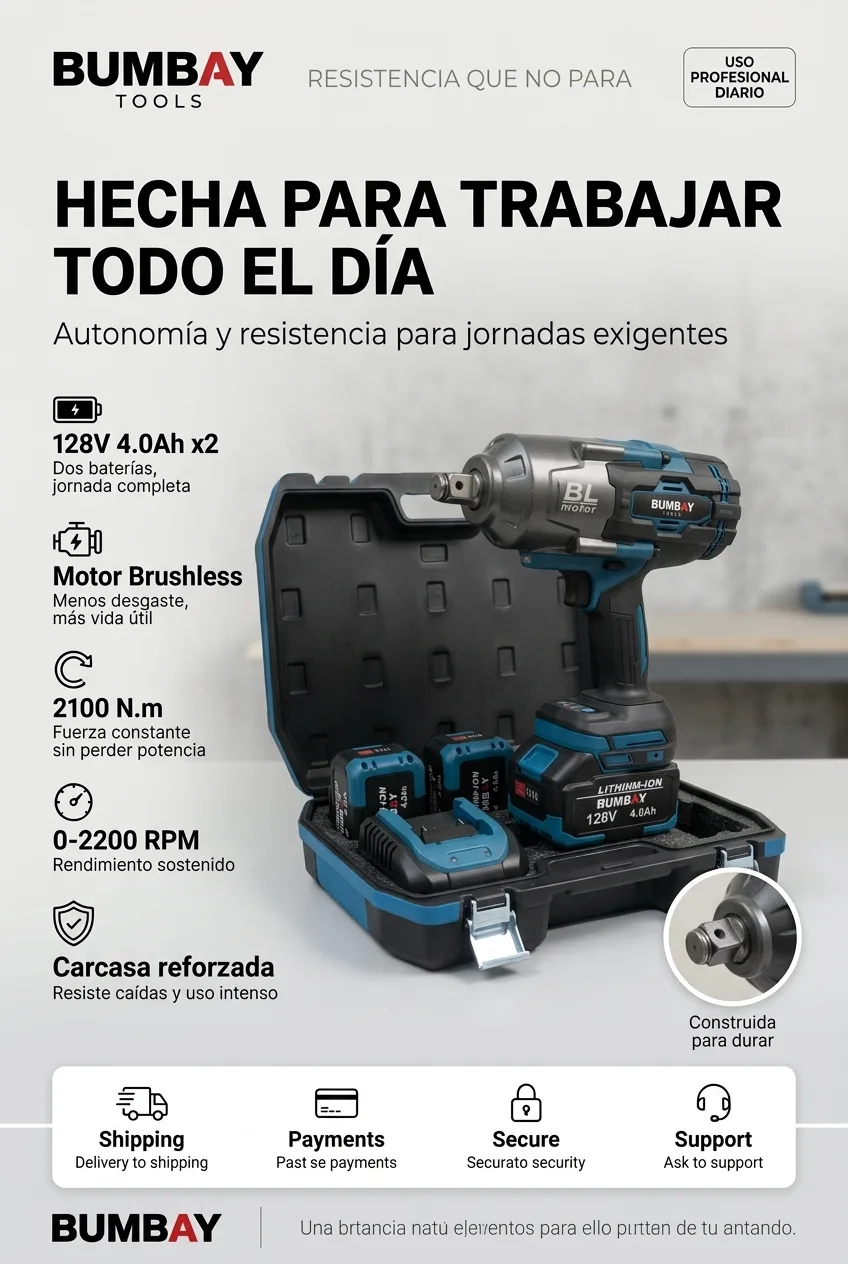 Llave de impacto inalámbrica 2100 N·m Azul