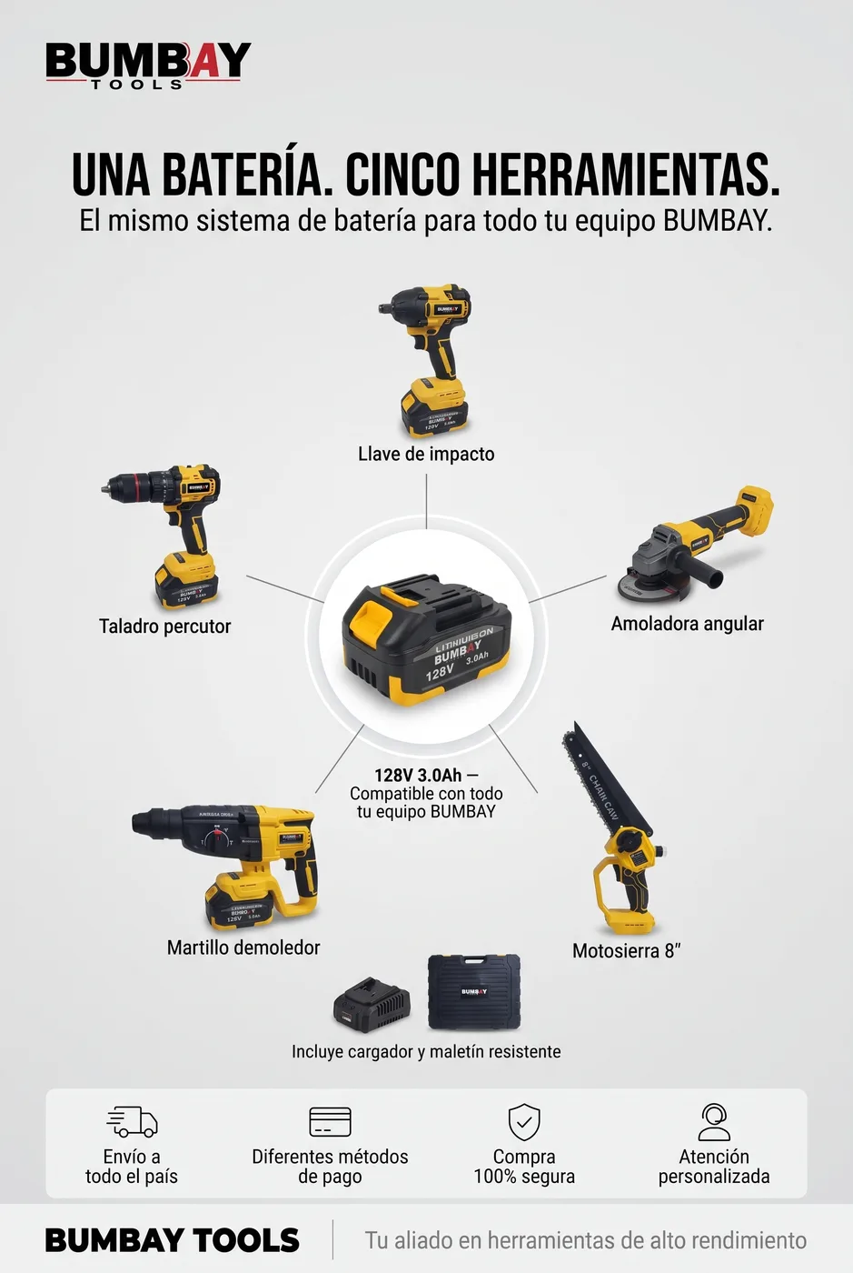 Combo 5 herramientas inalámbricas Amarillo